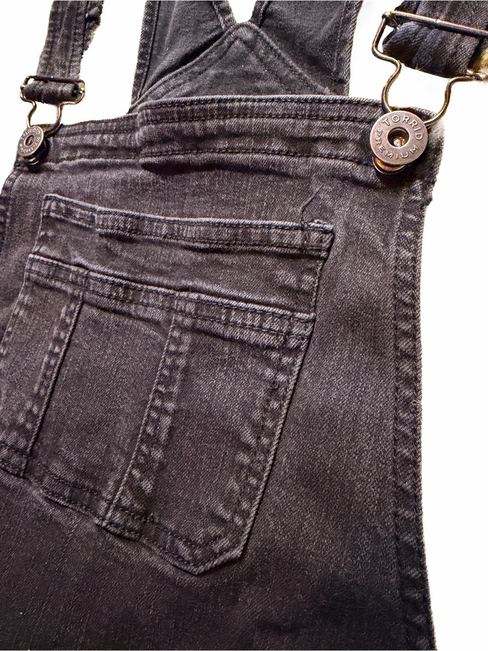 Torrid Premium Women’s 14R Black Denim Overalls Stretch 148862 EUC Pants Jeans - Picture 4 of 10